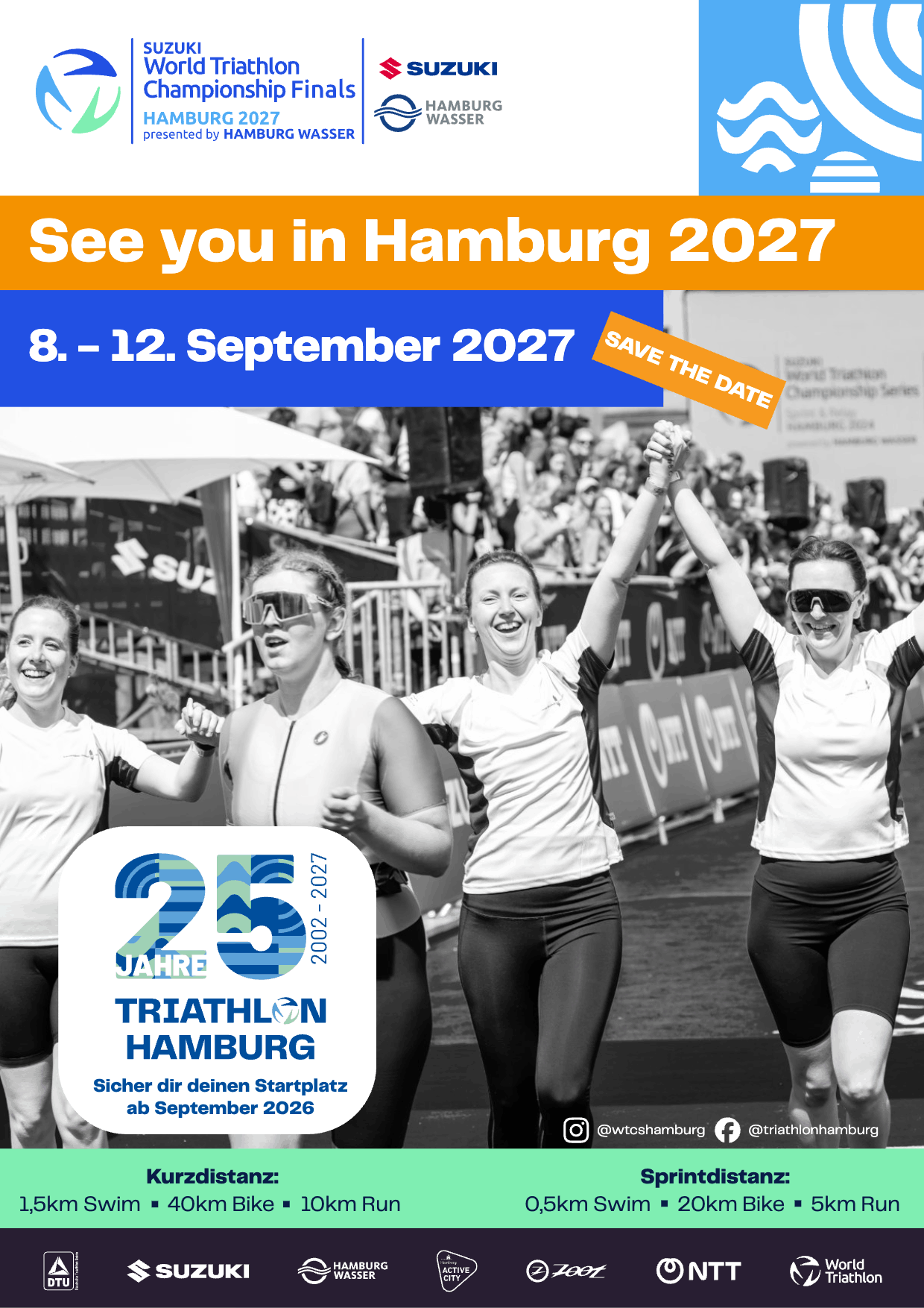 Anzeige: SUZUKI World Triathlon Championship Finals Hamburg 2027 - See you in Hamburg, 8.-12. September 2027, Save the Date.